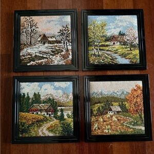 German Vintage 4 Seasons, Needlepoint
Embroidery, tapestry Wall Art 12X12